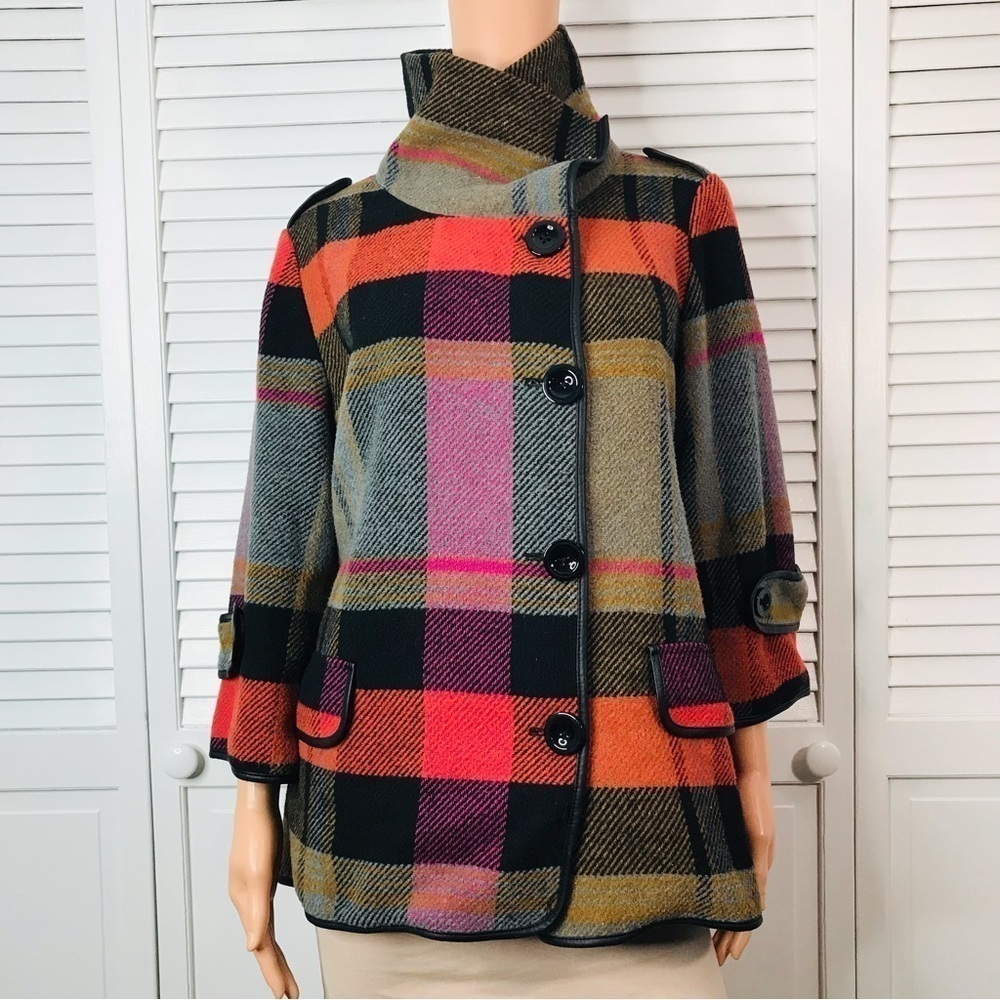 FOR CYNTHIA by Cynthia Rowley Plaid Swing Jacket Size Large